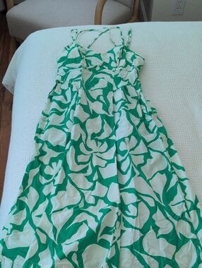 a new day Green and White Floral Tie-Shoulder Sundress